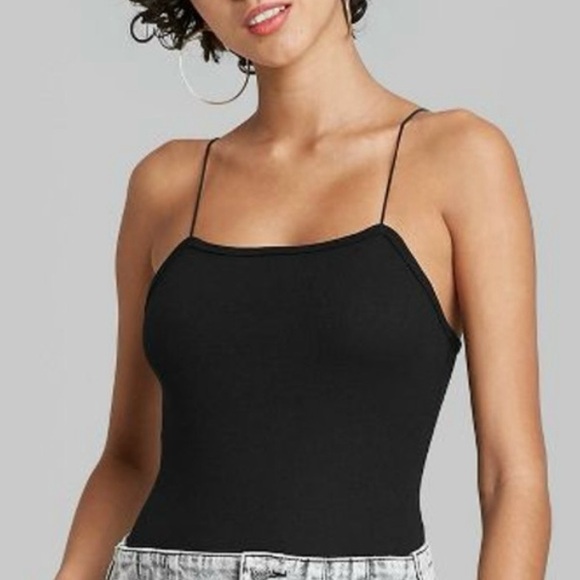 NWT- Wild Fable Black Square Neck Body Suit. - Picture 2 of 9